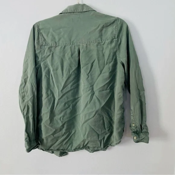 Lucky Brand Olive Green Button Up Shirt Small Boho Utility Casual Fall Top - Picture 4 of 9